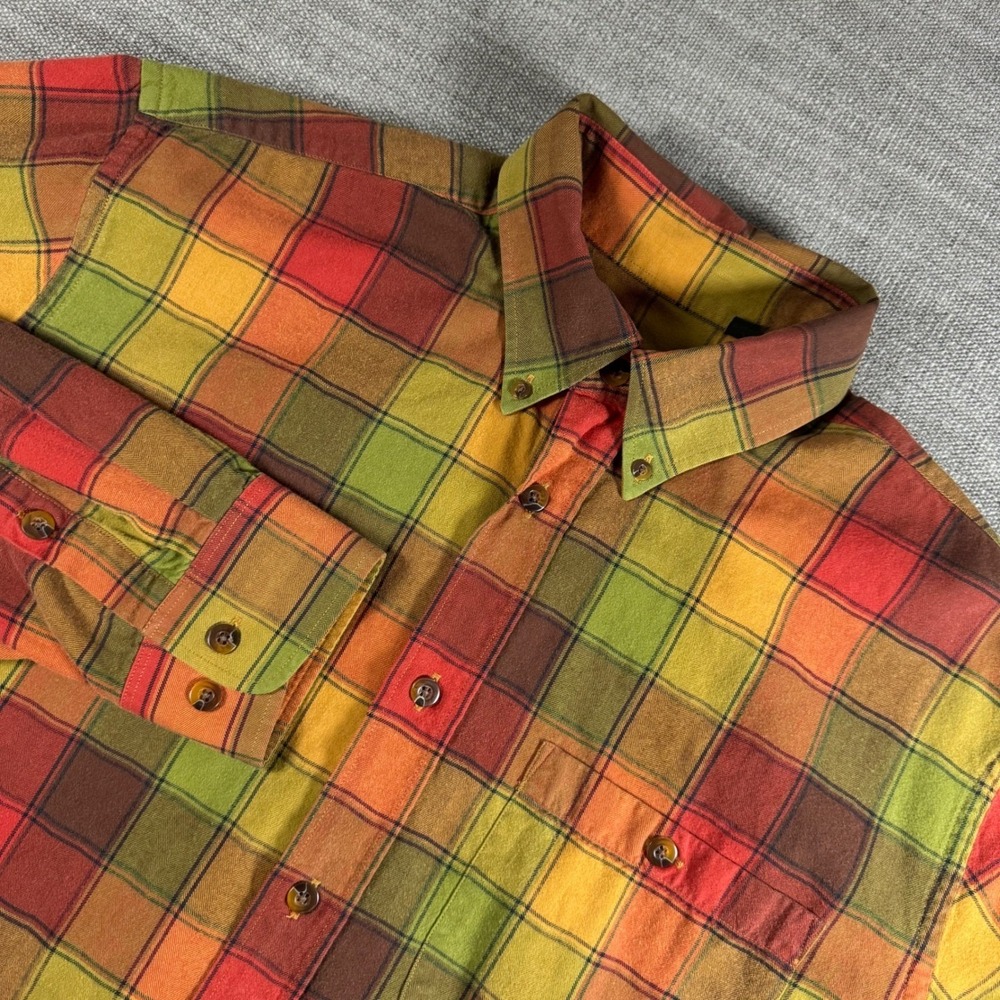 Orvis‎ Plaid Wool Cotton Blend Flannel Shirt Men's Large Portugal Button Down
